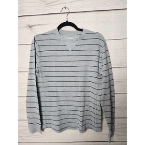 L.L Bean Men's Cotton Striped Merino‎ Thermal Top Heroic Grey Heather Small